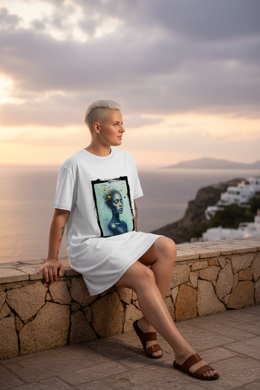 Poussière d'Étoiles — Robe T-shirt Terrasse Méditerranée