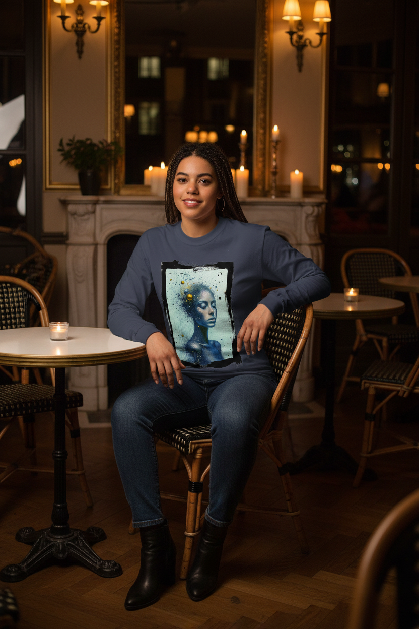 Poussière d'Étoiles — Long Sleeve Navy Café Parisien